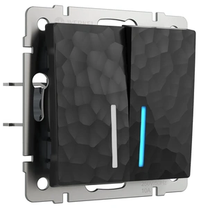 Изображение Выключатель двухклавишный с подсветкой (черный) W1220108