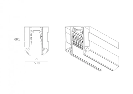 Изображение Магнитный шинопровод для натяжных потолков Magnetic Track NP25