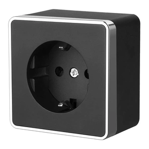 Изображение Розетка с заземлением и шторками Gallant (черный/хром) W5071135