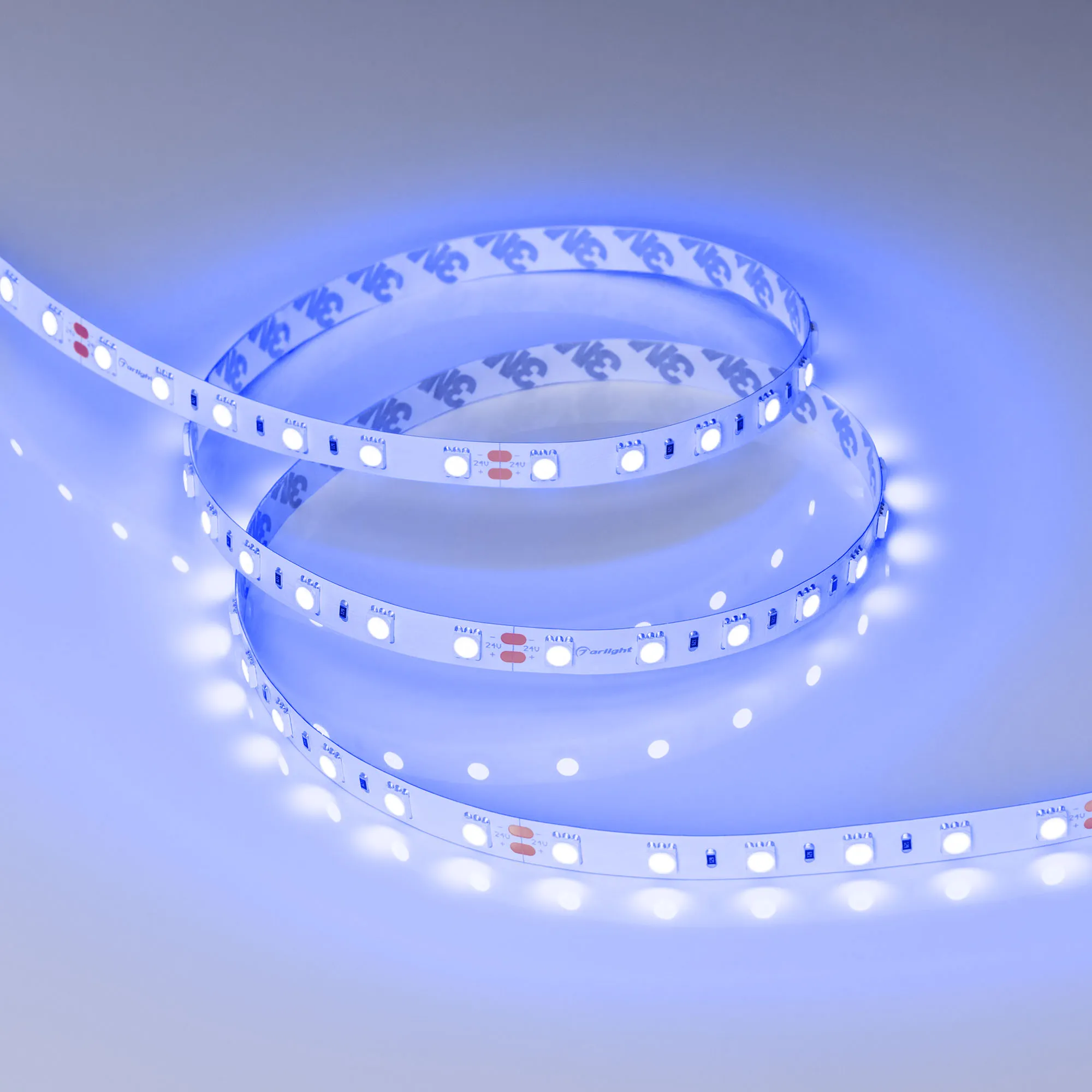 Лента светодиодная RT-B60-10mm 24V Blue (14.4 W/m, IP20, 5m) (Arlight, Открытый)