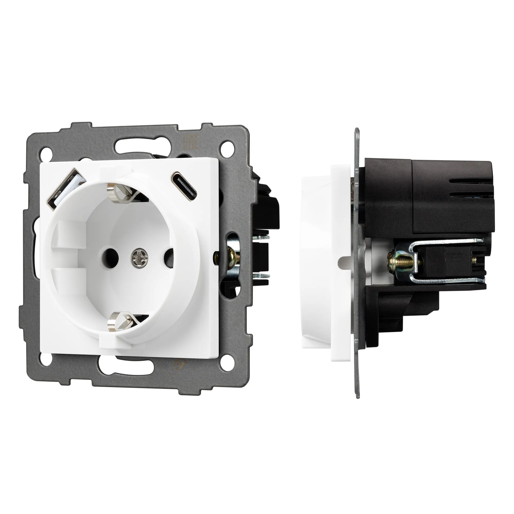 Механизм розетки с быстрой USB зарядкой SCT-MUAC-PL-WH-V (250V, 16A) (Arlight, -)